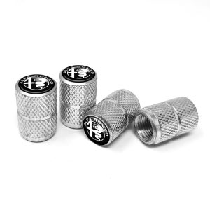 Tappi Cappucci Coprivalvole per Pneumatici Auto Alfa Romeo Universali, Set da 4 Bianco e Nero
