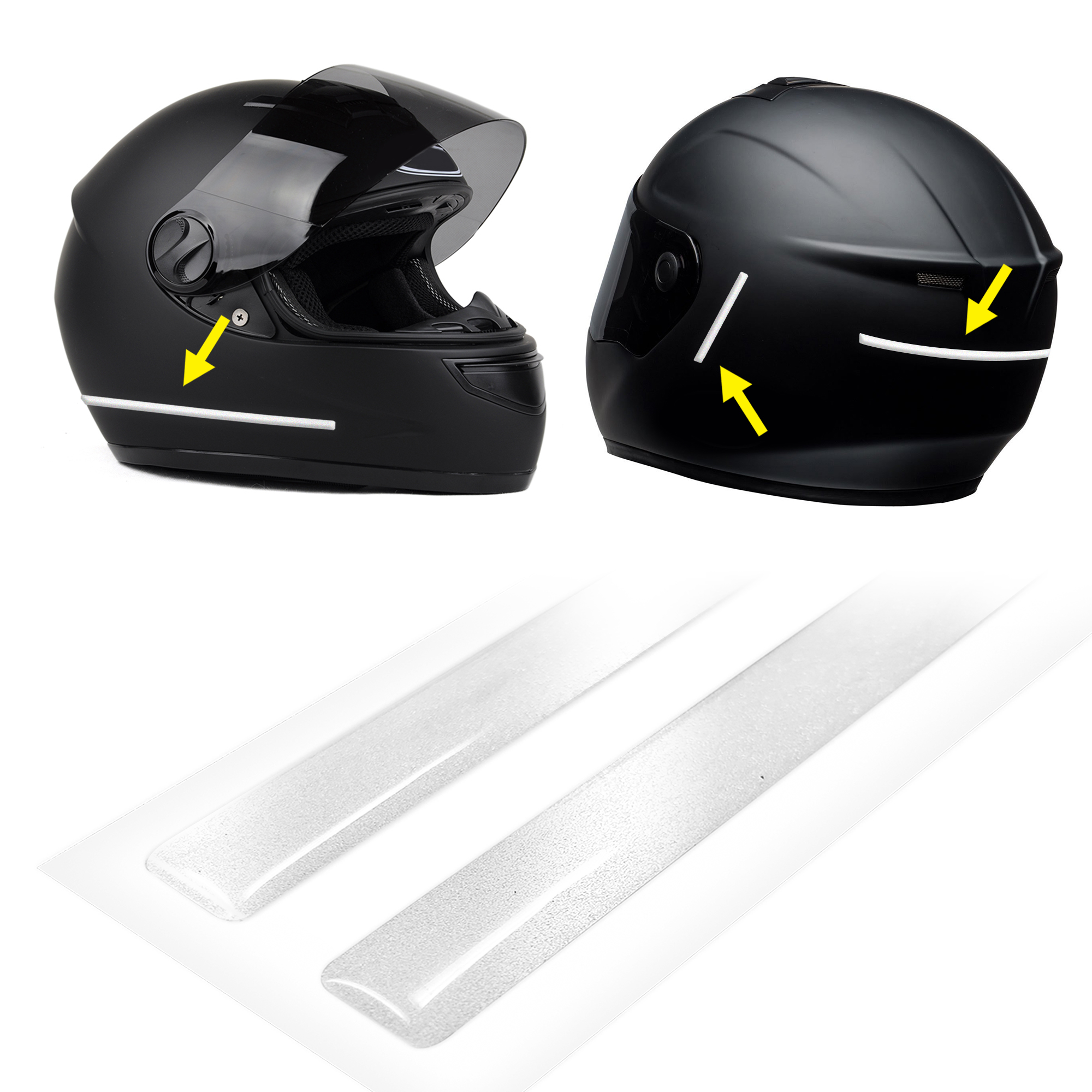 Strisce Adesive 3D Rifrangenti per Casco Moto, Bianco, 1 x 30 cm - immagine 2
